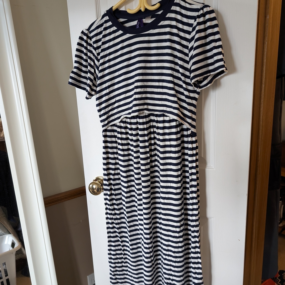 Navy and White Striped Maternity/Nursing Dress